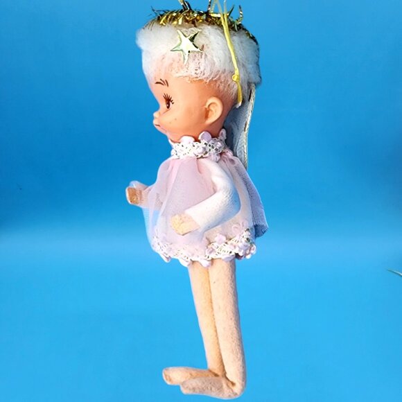 Vintage 1960s Pixie Angel Ballerina Ornament Pink Chiffon Tulle Wings Japan - Picture 4 of 10